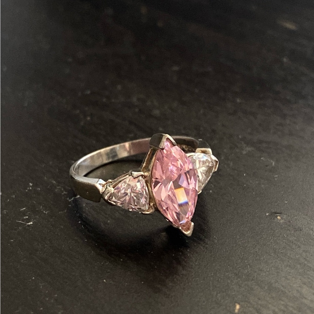 Genuine Silver Ring, Pink Stone